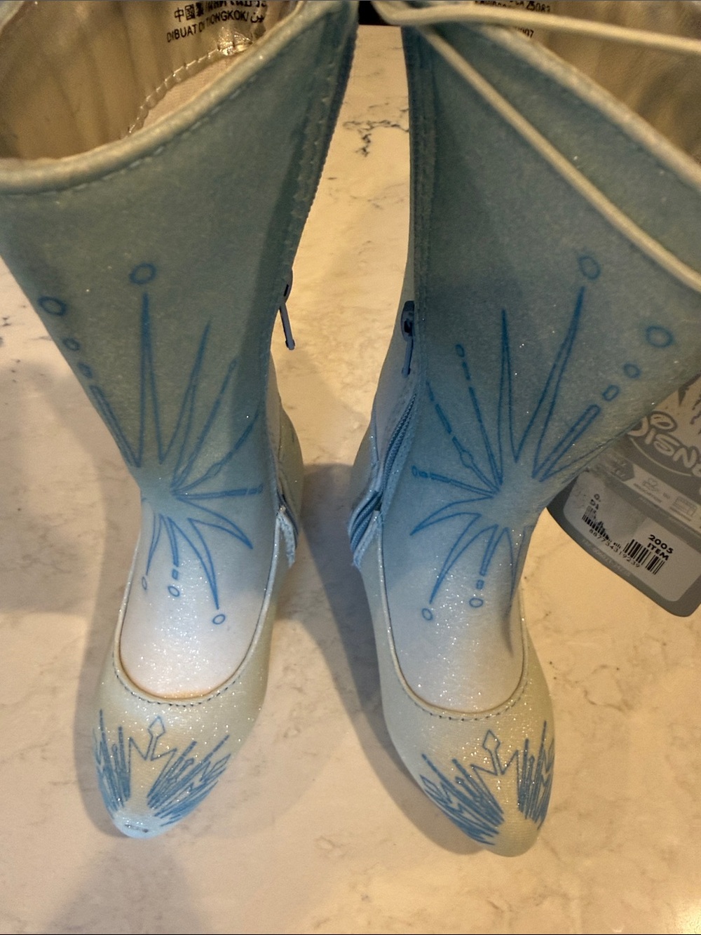 Disney Glittery Silver-Blue Starburst Dress Boots
